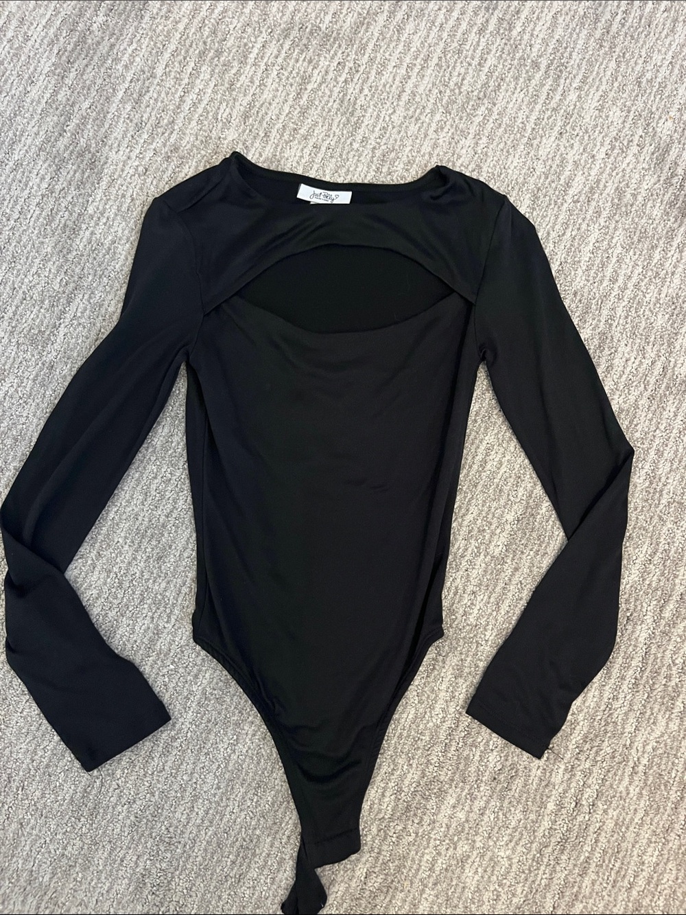 Long Sleeve Cutout Black Bodysuit by Free People